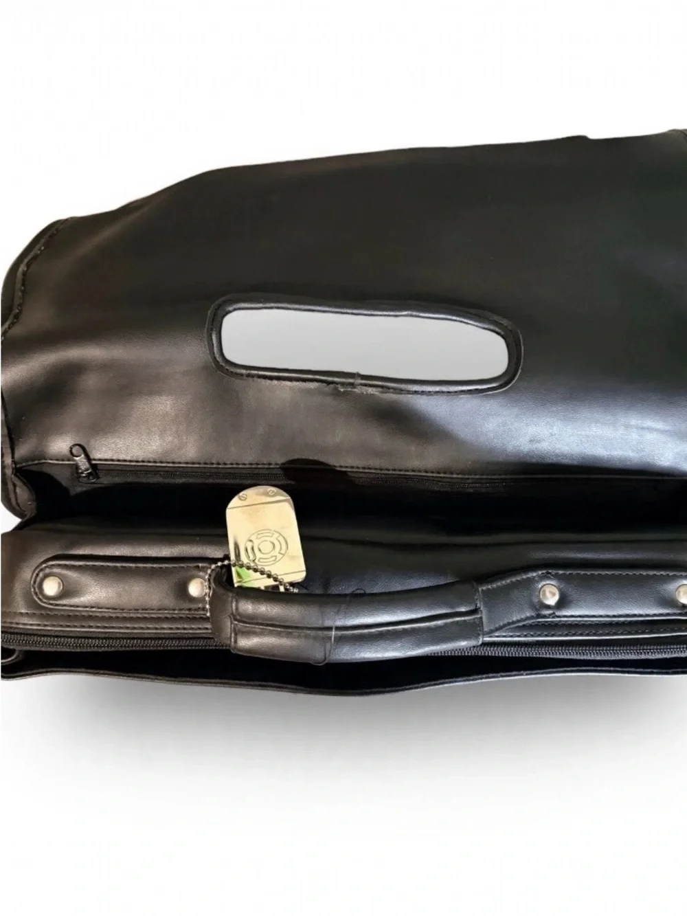 Nine West Black Faux Leather Messenger Bag - Professional Briefcase
